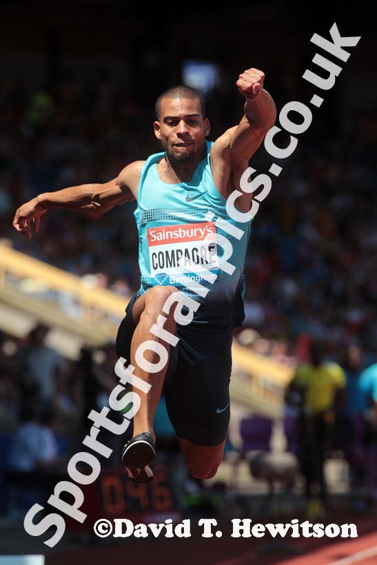 Benjamin Compaore (France), triple jump at the IAAF Diamond League, Birmingham.